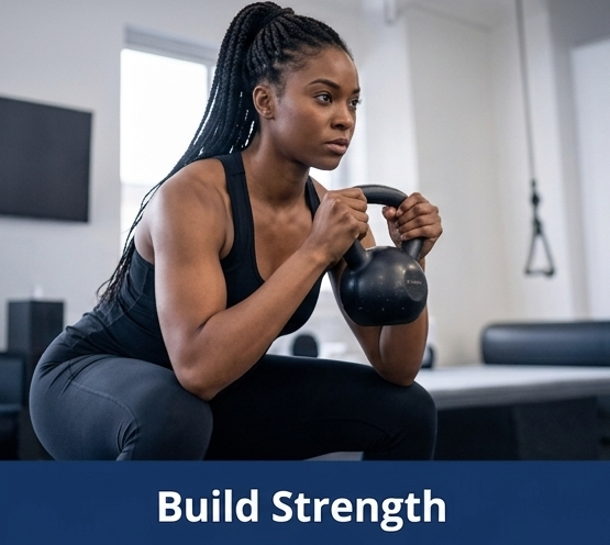 Client training for strength with a kettlebell
